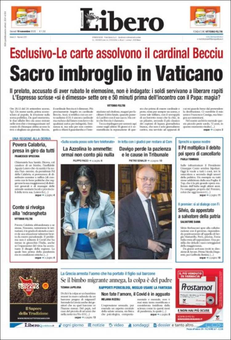 Portada de Libero (Italia)