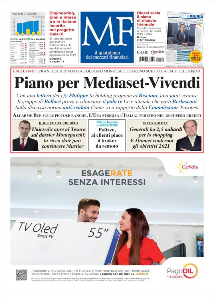 Portada de Milano Finanza (Italia)