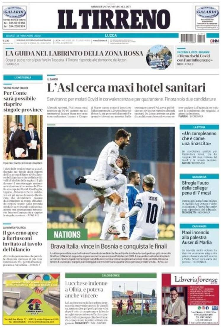 Portada de Il Tirreno (Italia)