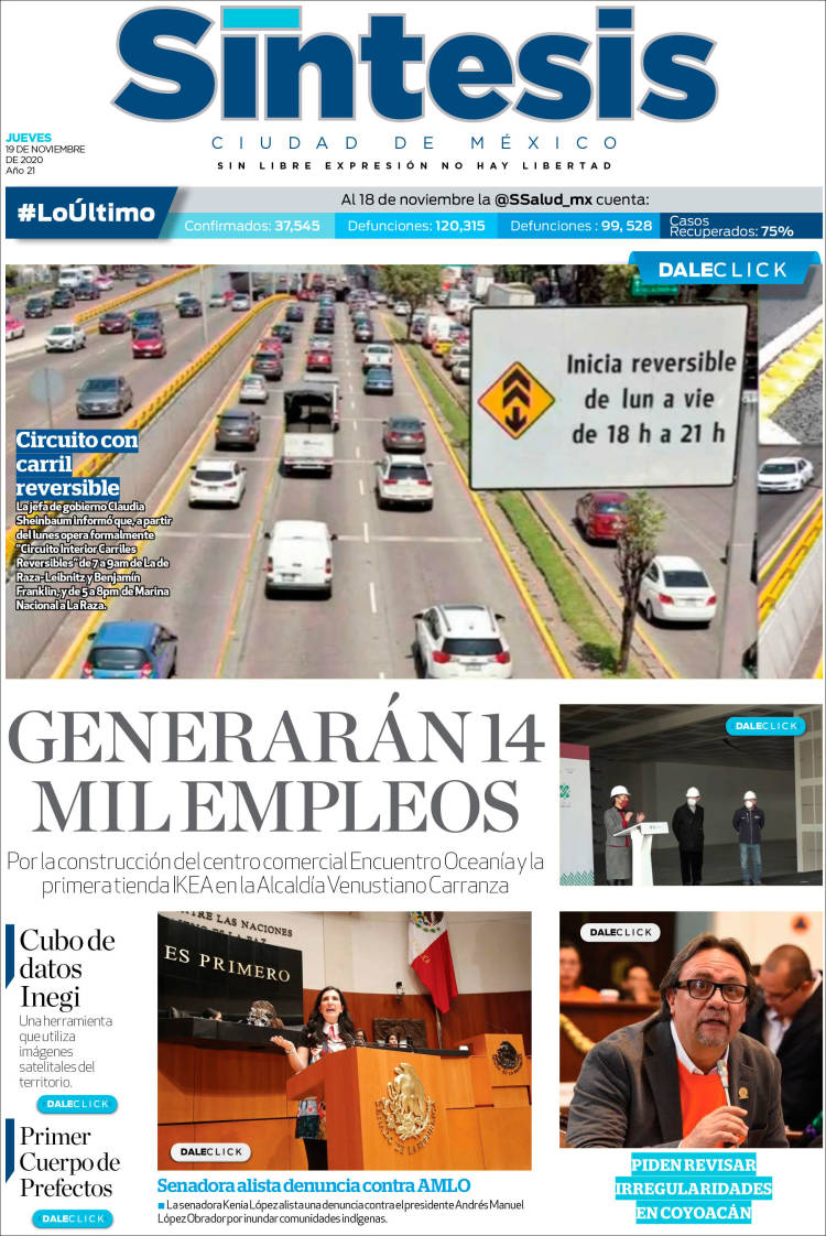 Portada de Síntesis Nacional (México)