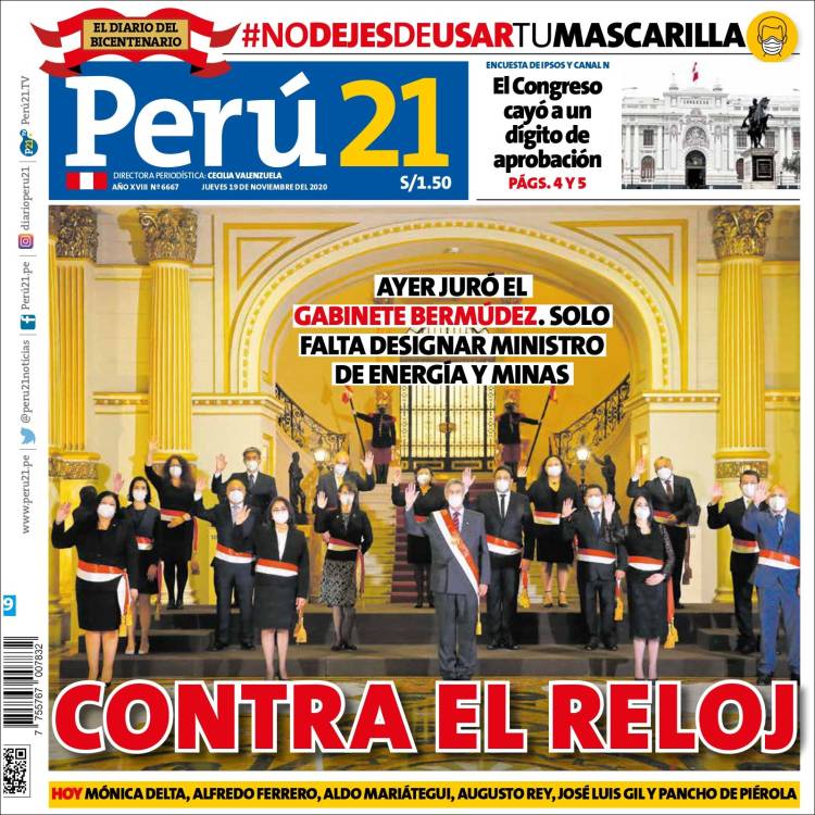 Portada de Perú 21 (P&eacute;rou)