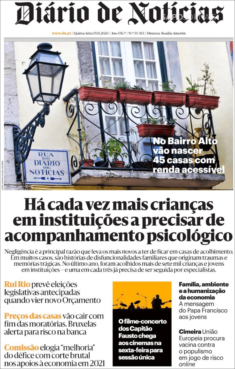 Portada de Diário de Noticias (Portugal)