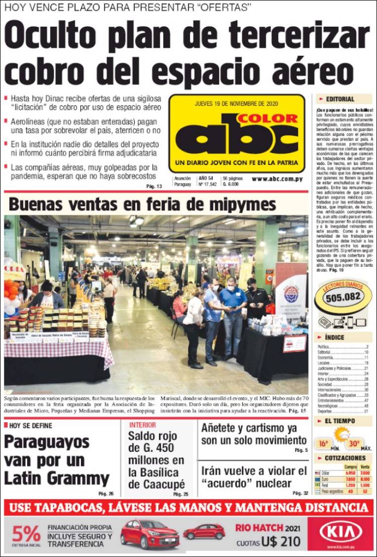 Portada de ABC Color (Paraguay)