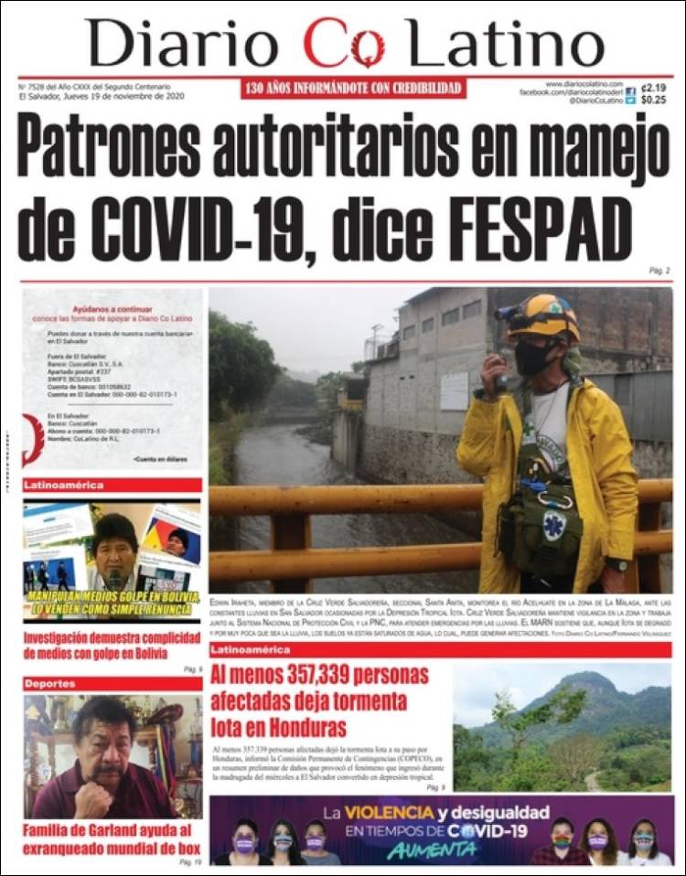 Portada de Diario Co Latino (El Salvador)