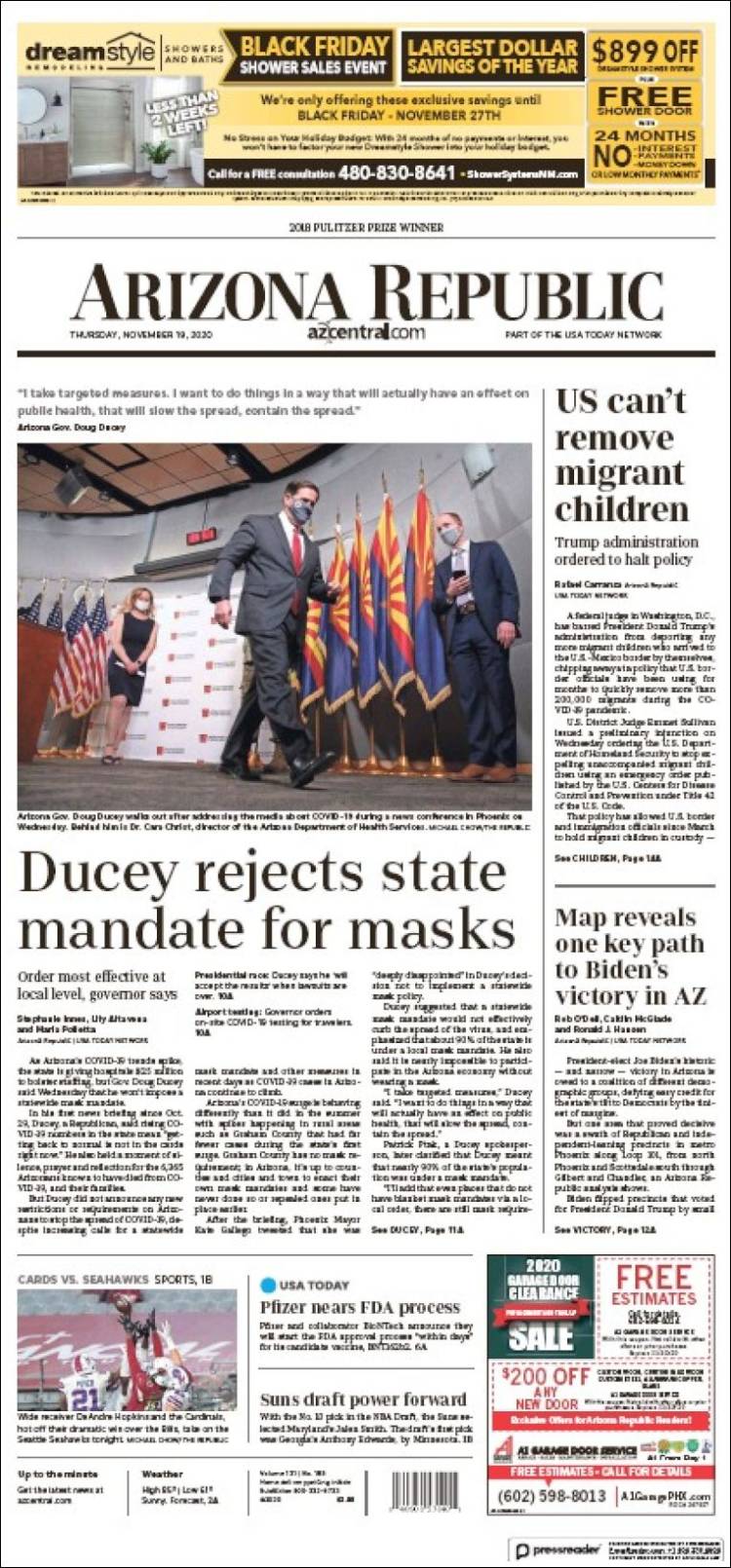 Portada de Arizona Republic News (USA)