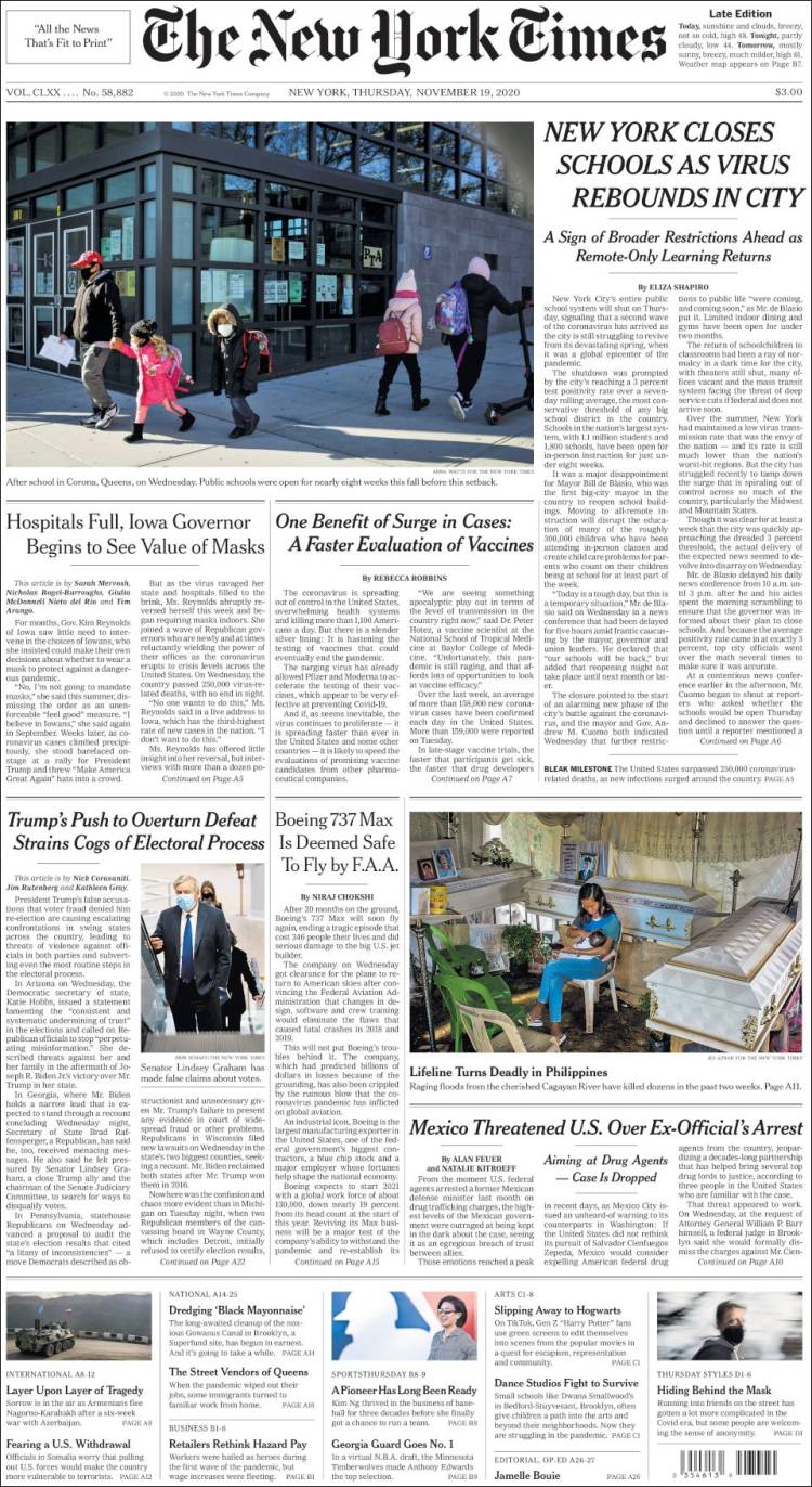 Portada de New York Times (USA)