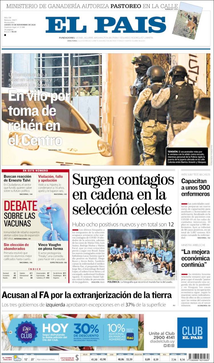 Portada de El País (Uruguay)