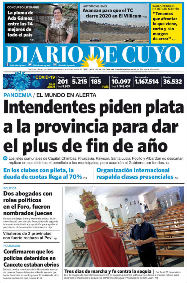 Portada de Diario de Cuyo (Argentina)