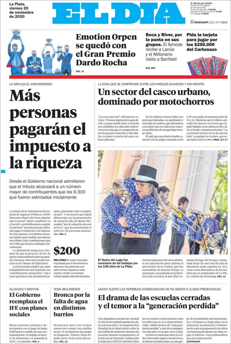 Portada de El Día de la Plata (Argentina)