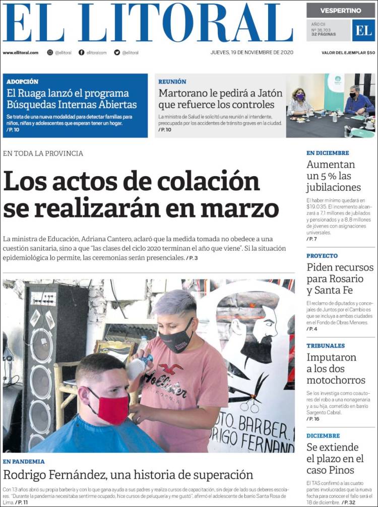 Portada de Diario El Litoral (Argentina)