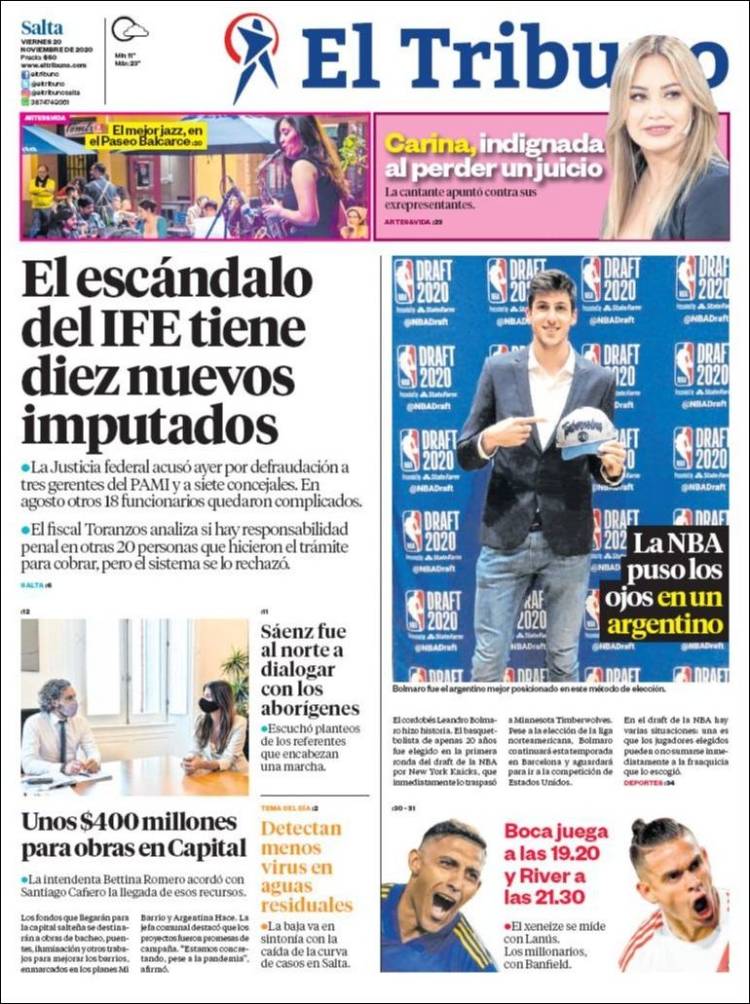 Portada de El Tribuno - Salta (Argentina)