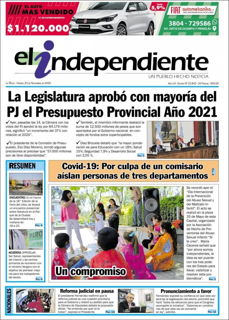 Portada de El Independiente (Argentina)