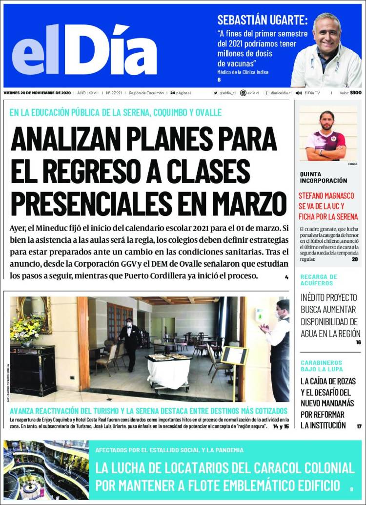 Portada de El Día (Chili)