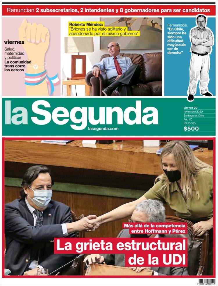 Portada de La Segunda (Chili)