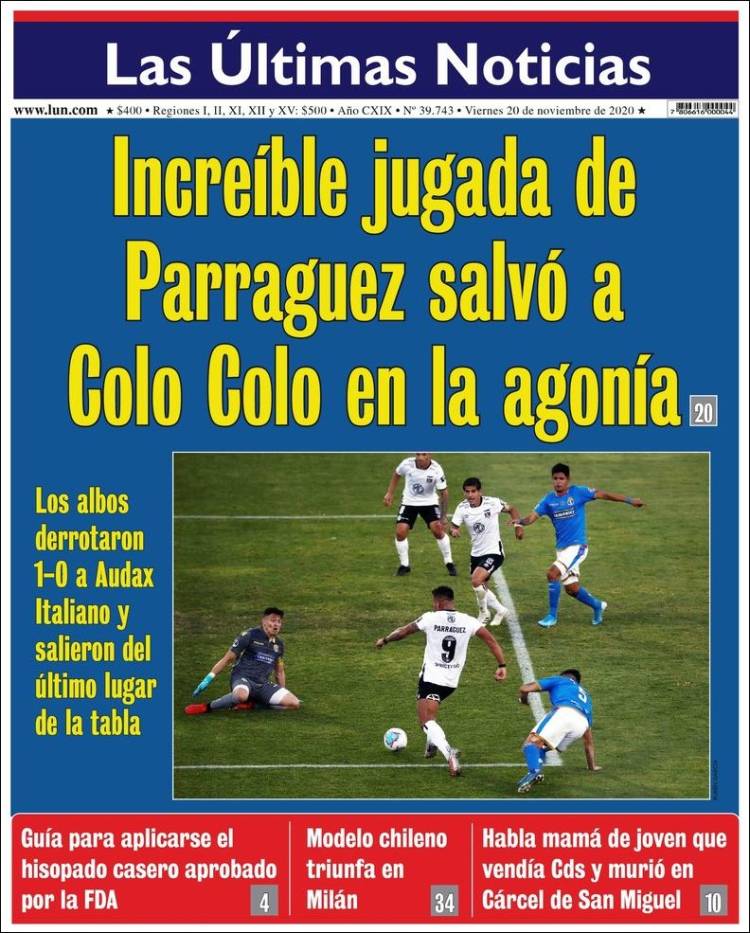 Portada de Las Últimas Noticias (Chile)