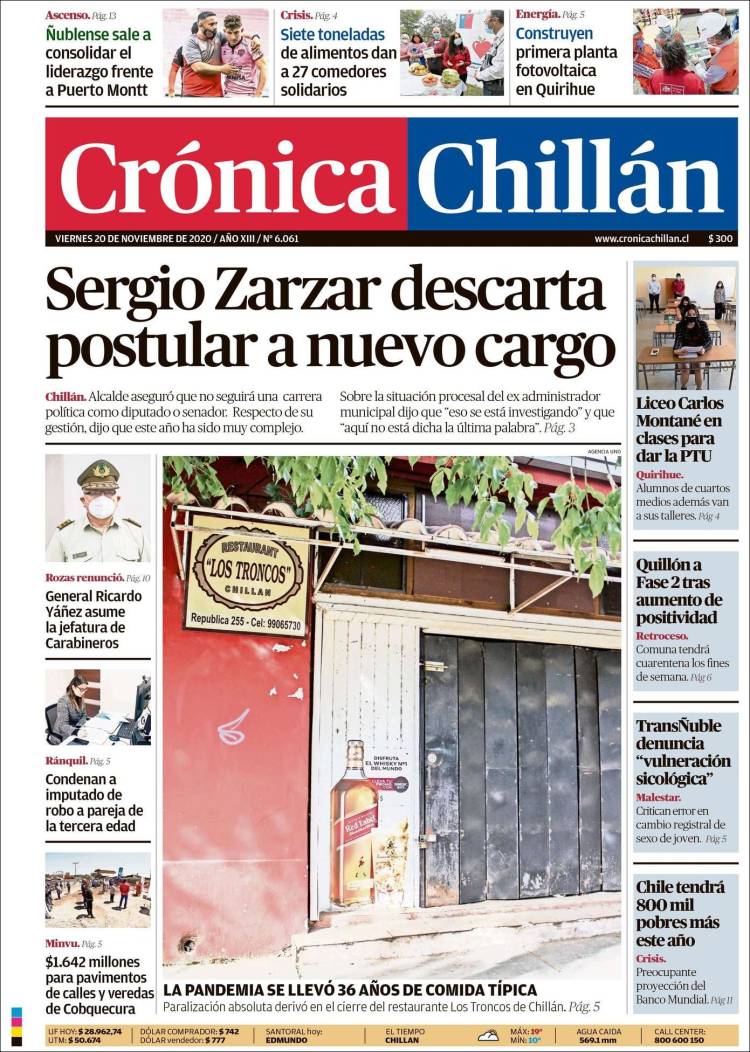 Portada de Crónica Chillán (Chili)