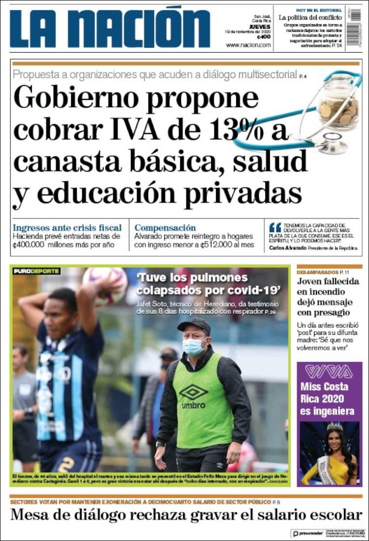 Portada de La Nación - Costa Rica (Costa Rica)