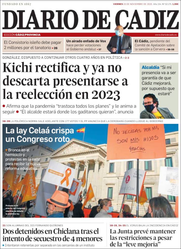 Portada de Diario de Cádiz (España)