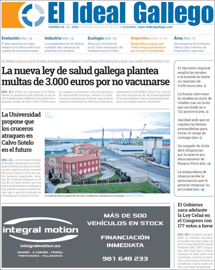 Portada de Diario de Ferrol (España)