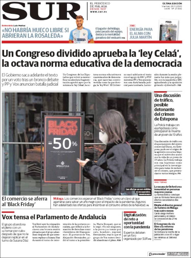 Portada de Diario el Sur (España)