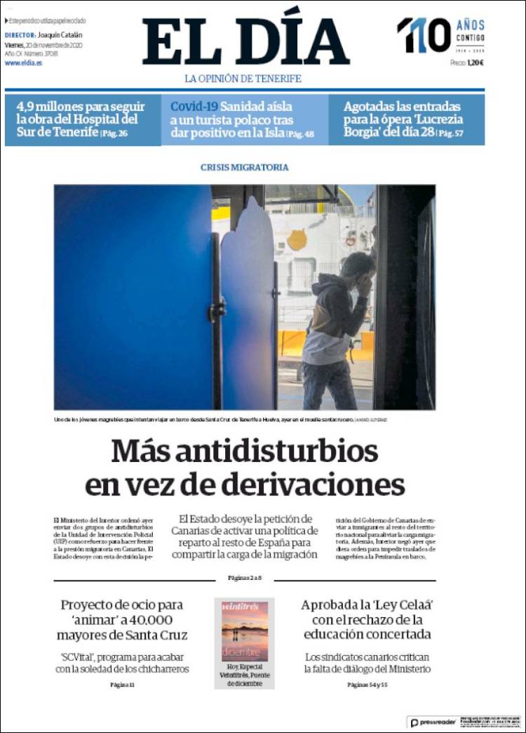 Portada de El Día (España)