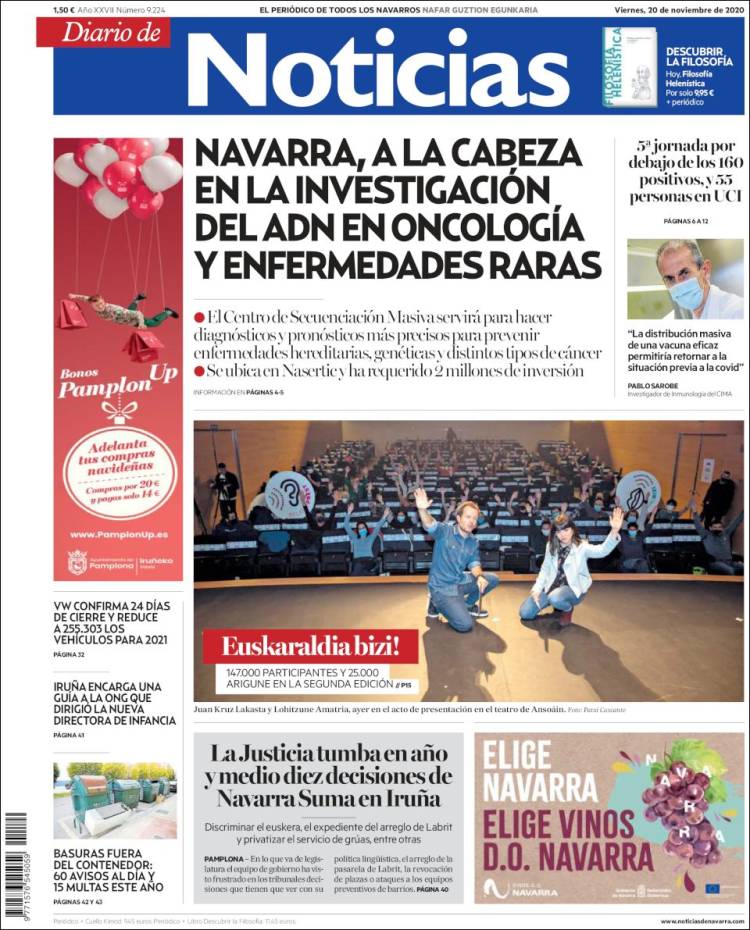 Portada de Noticias de Navarra (España)