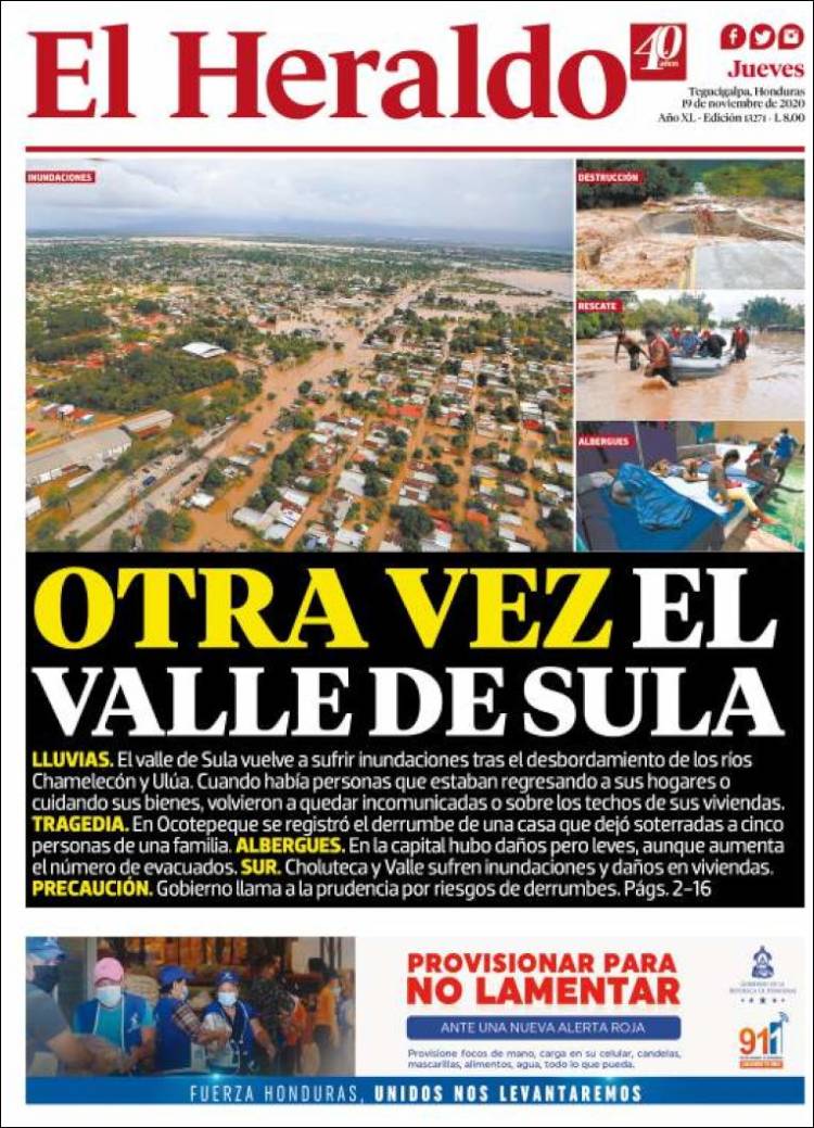 Portada de El Heraldo (Honduras)