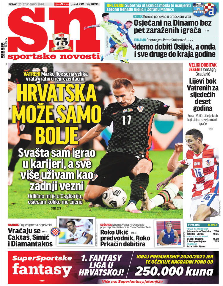 Portada de Sportske Novosti (Croacia)