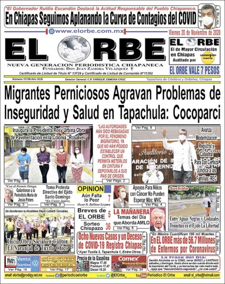 Portada de El Orbe (M&eacute;xico)