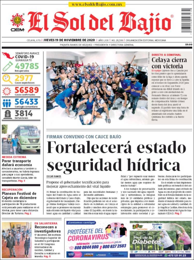 Portada de El Sol del Bajio (M&eacute;xico)