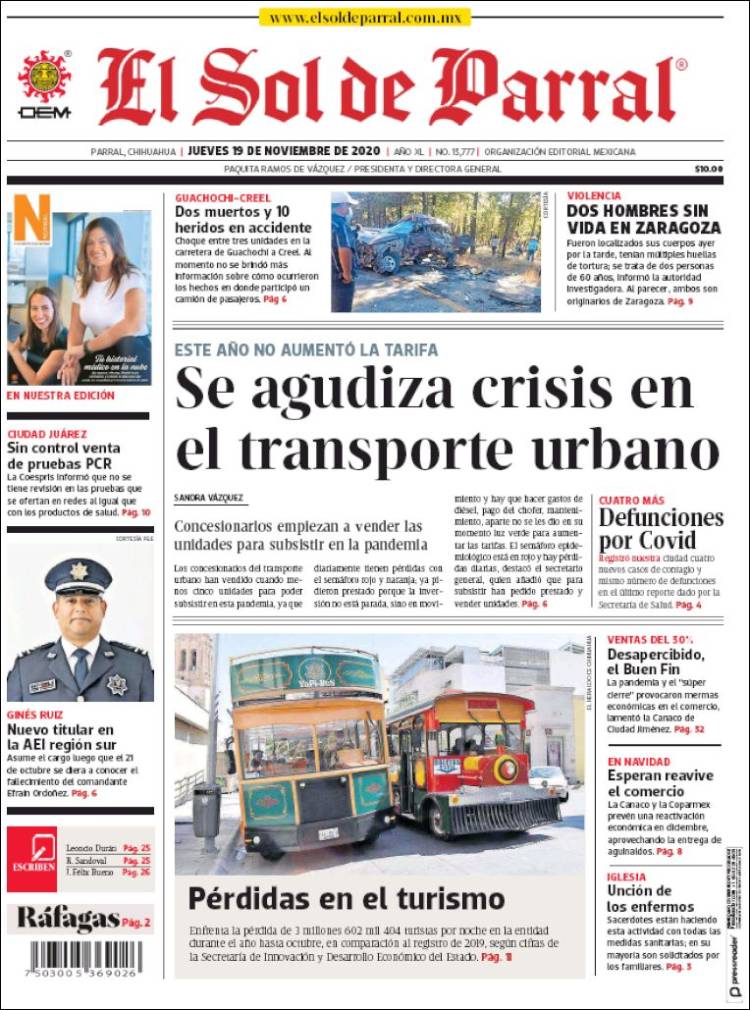 Portada de El Sol de Parral (M&eacute;xico)