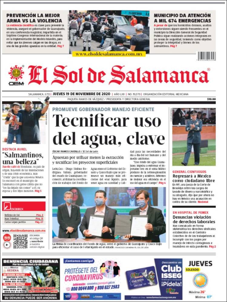 Portada de El Sol de Salamanca (M&eacute;xico)