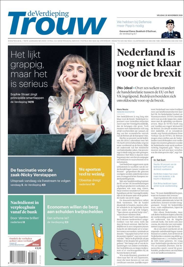 Portada de Trouw (Pa&iacute;ses Bajos)