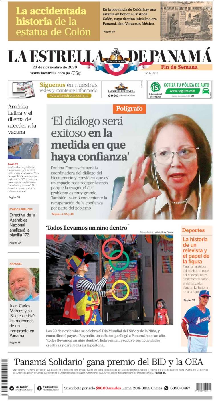 Portada de La Estrella de Panamá (Panam&aacute;)