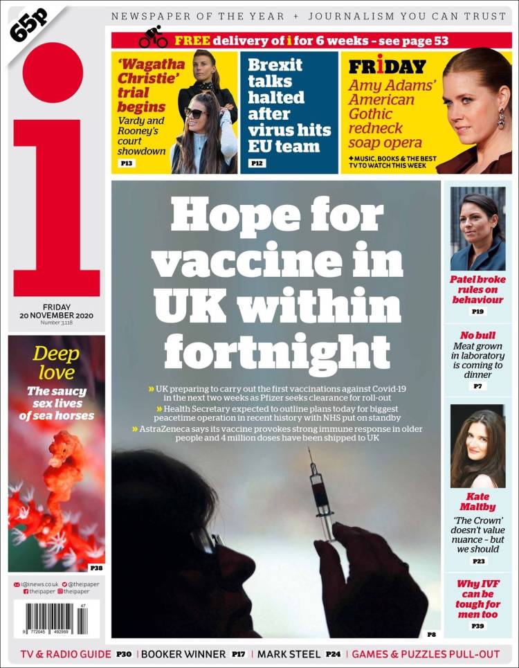 Portada de The i (Royaume-Uni)