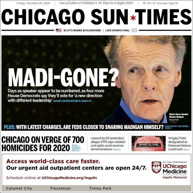 Portada de Chicago Sun-Times (USA)