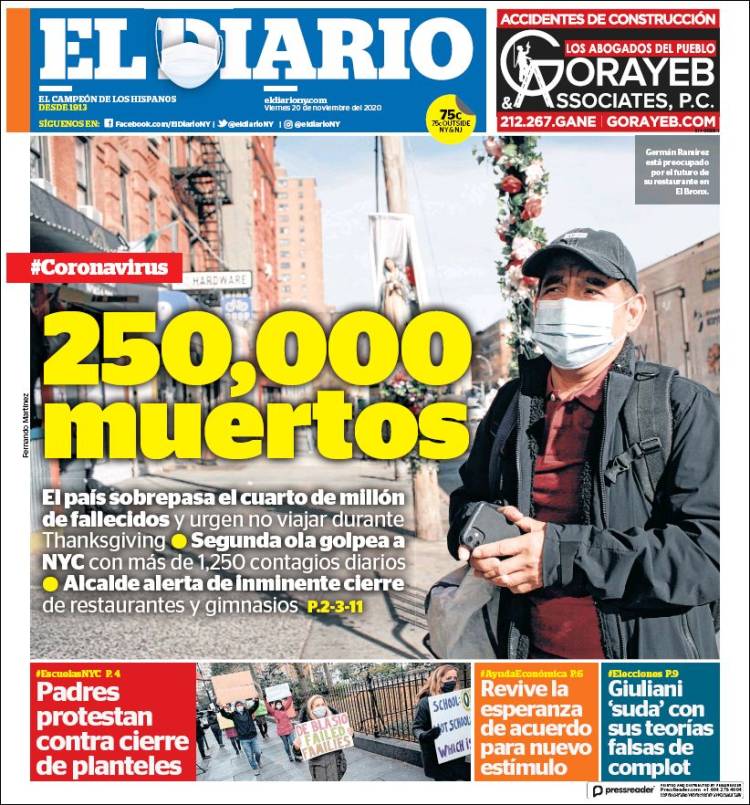 Portada de El Diario NY (USA)