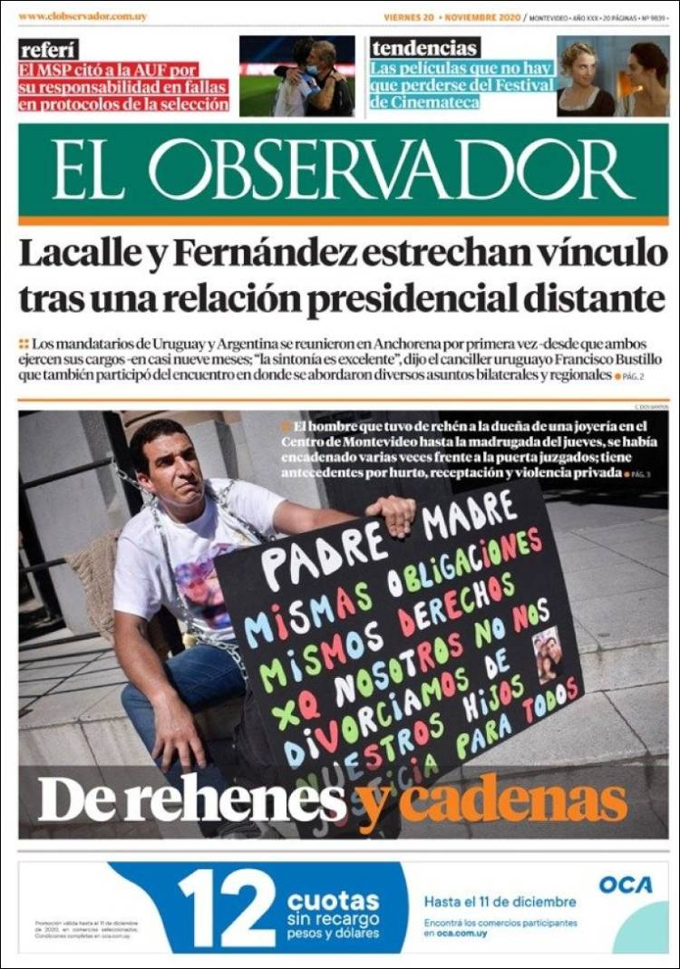 Portada de El Observador (Uruguay)