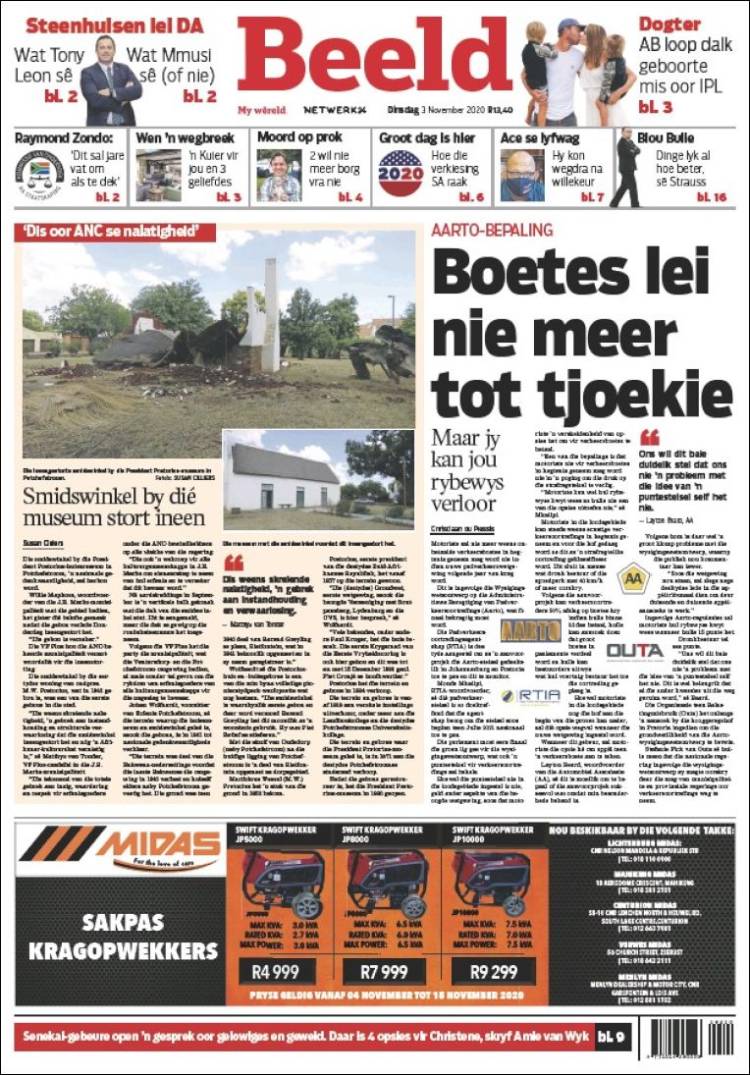 Portada de Beeld (Sud&aacute;frica)