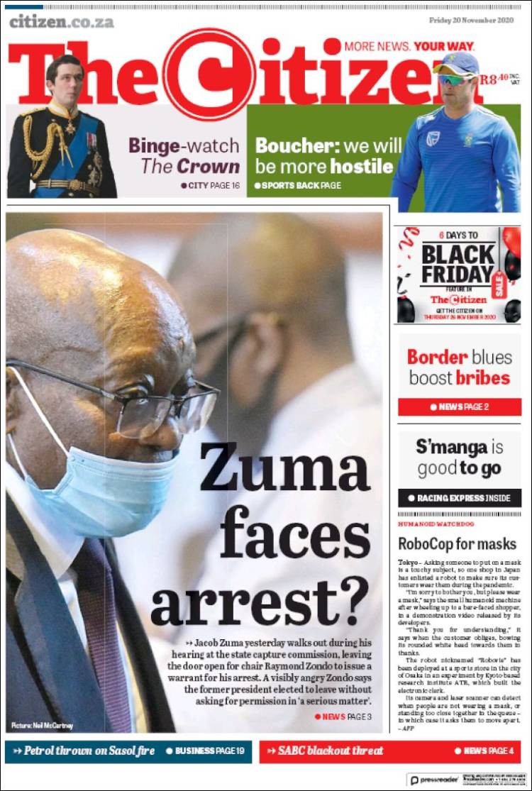 Portada de The Citizen (Sud&aacute;frica)