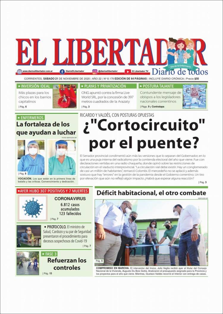 Portada de Diario El Libertador (Argentina)