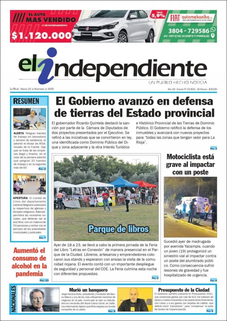 Portada de El Independiente (Argentina)