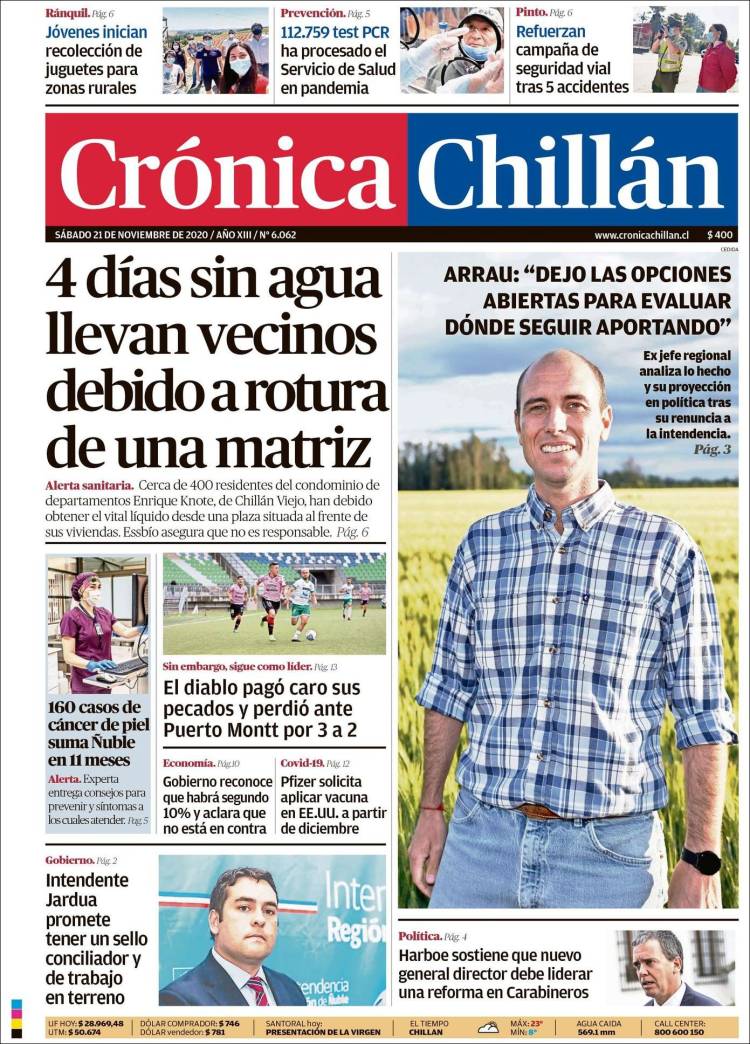 Portada de Crónica Chillán (Chile)