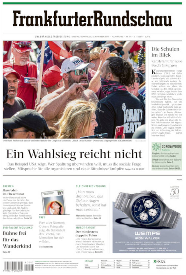 Portada de Frankfurter Rundschau (Alemania)