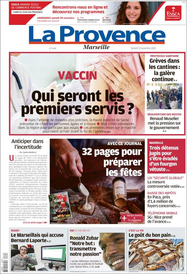 Portada de La Provence (Francia)