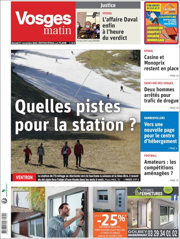 Portada de Vosges Matin (Francia)