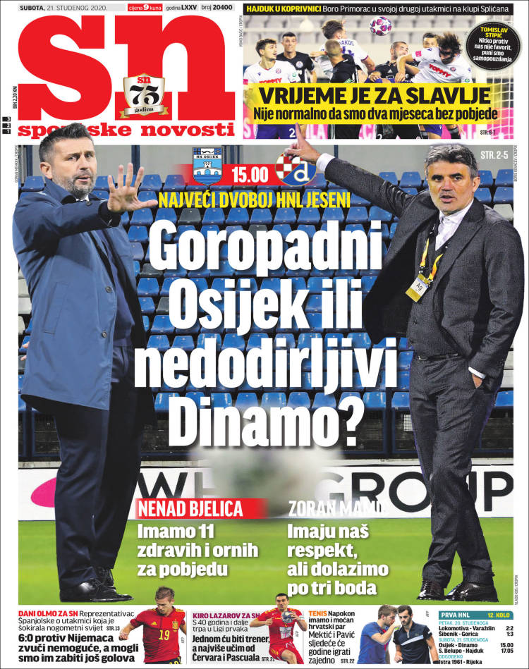 Portada de Sportske Novosti (Croacia)