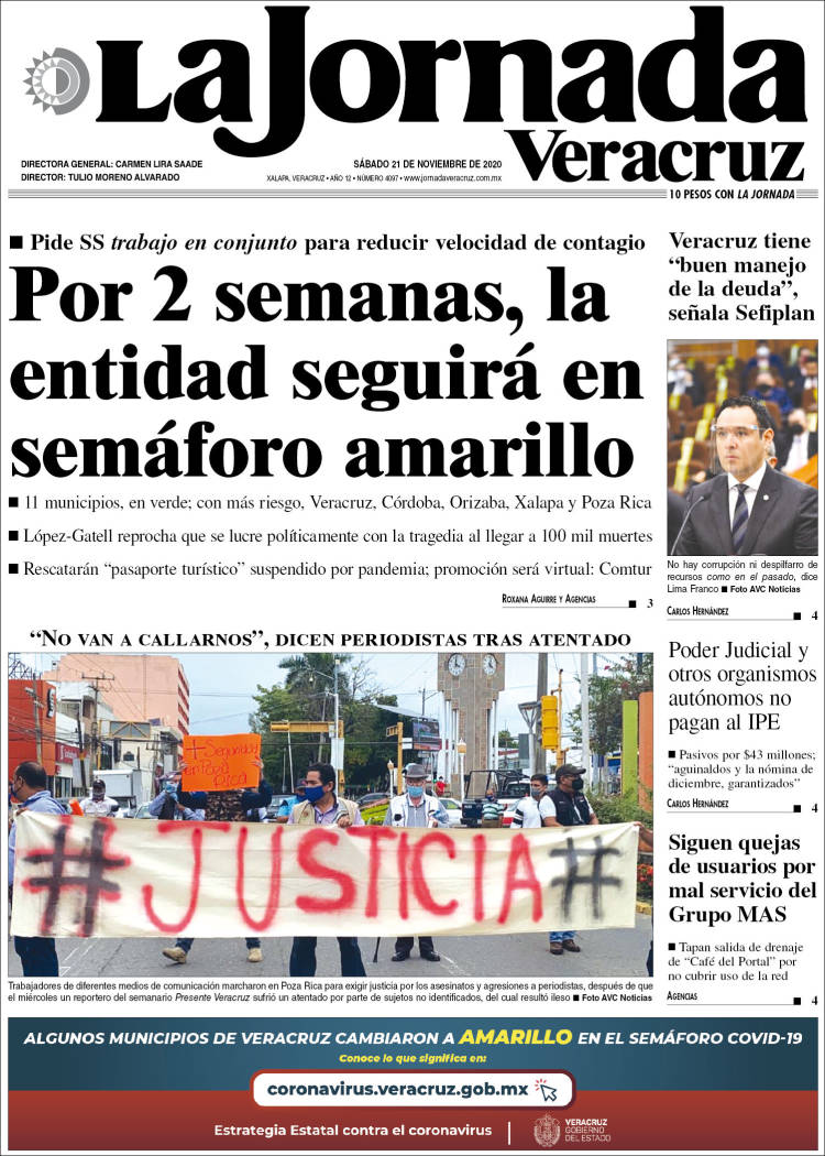 Portada de La Jornada Veracruz (México)