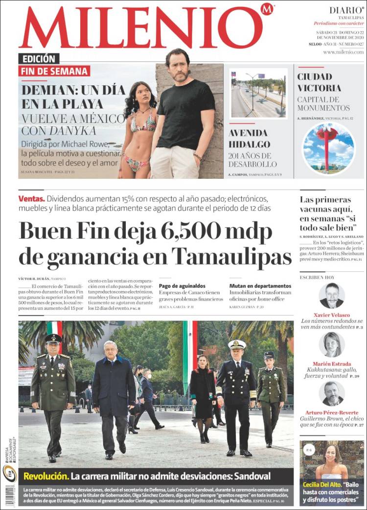 Portada de Milenio - Tamaulipas (México)