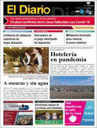 Portada de El Diario de Madryn (Argentina)